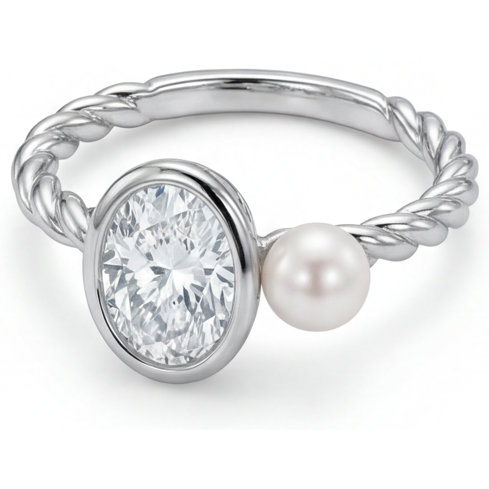 Diamante Fine Anello Monopietra 1,50 carati Oro Bianco 14K – vista laterale