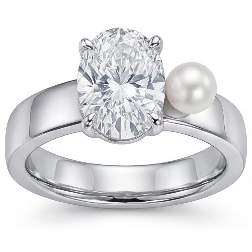 Diamante Fine Anello Solitario 2,25-carati Oro Bianco 14K – vista principale