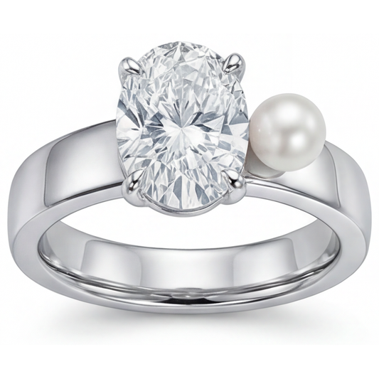 Diamante Fine Anello Solitario 2,25-carati Oro Bianco 14K – vista principale
