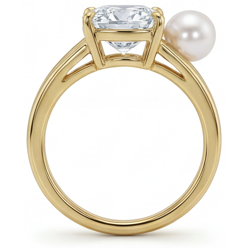 Diamante Fine Anello Solitario 2 carati Oro Giallo 14K – vista profilo