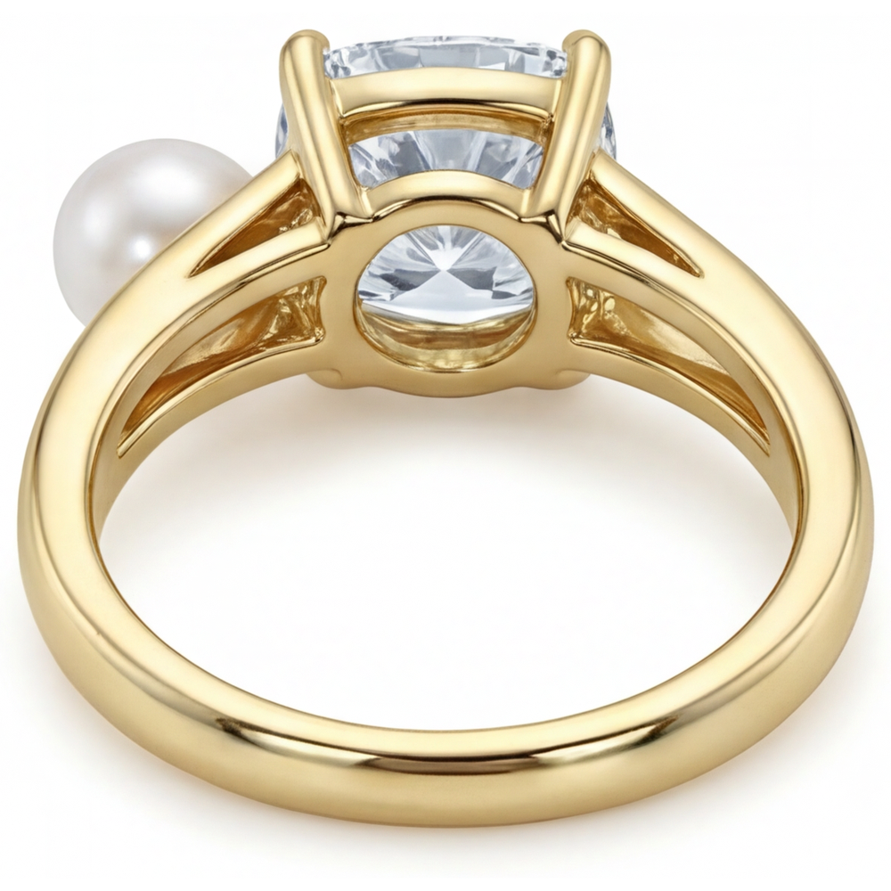 Diamante Fine Anello Solitario 2-carati Oro Giallo 14K – vista posteriore