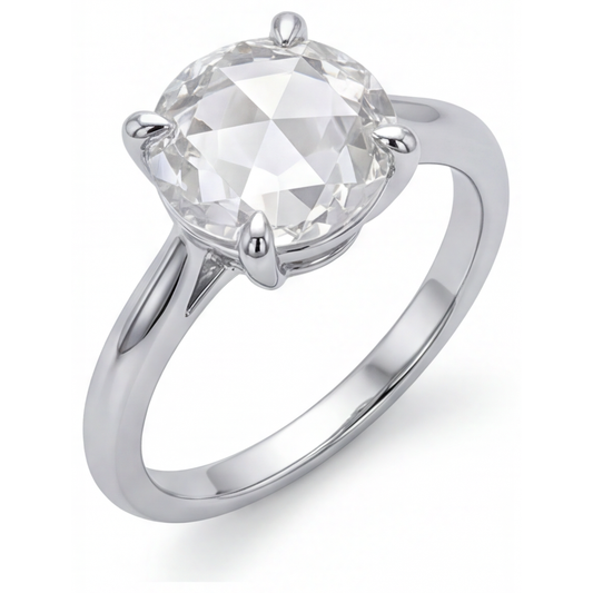 Diamante Fine Anello Solitario 4-carati Oro Bianco 14K – vista frontale