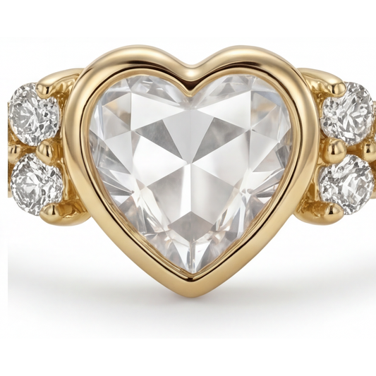 Forma Cuore Diamante Fine anello in Oro 14 Carati Giallo – vista principale