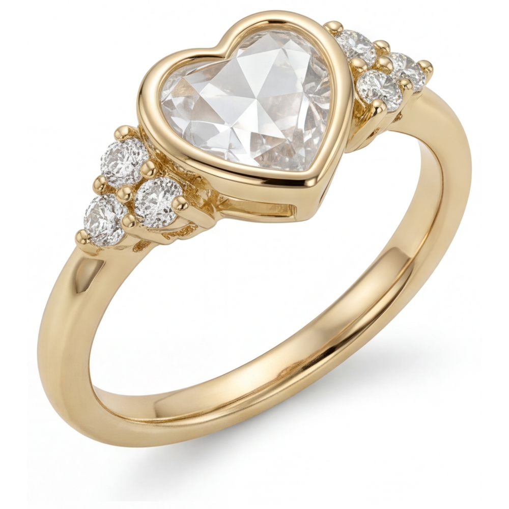 Diamante Fine Anello Solitario con Accenti 1,75-carati Oro 14 Carati Giallo – vista laterale