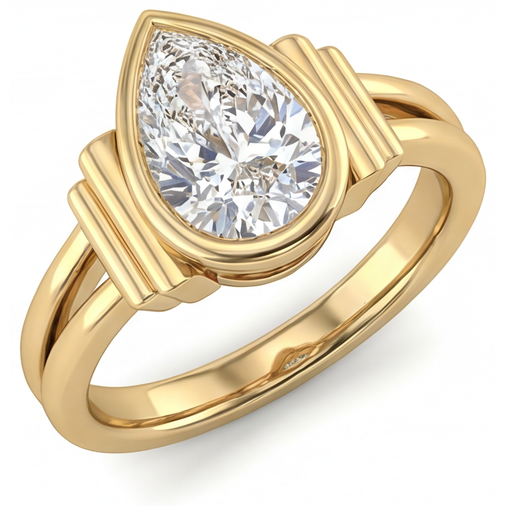 Goccia Diamante Fine anello in Oro Giallo 14K – vista principale