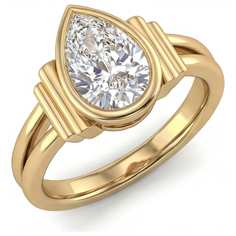 Diamante Fine Anello Trilogy 2-carati Oro Giallo 14K – vista angolare