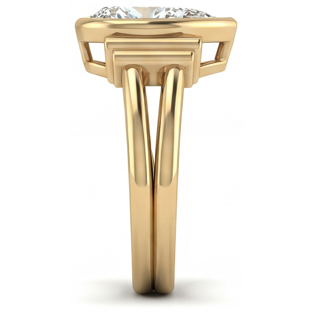 Goccia Diamante Fine anello in Oro Giallo 14K – vista profilo