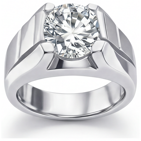 Diamante Fine Anello Uomo 2 carati Oro 14 Carati Bianco – vista principale