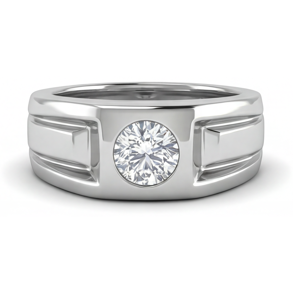 Diamante Fine Anello Uomo 2 carati Oro Bianco 14K – vista principale