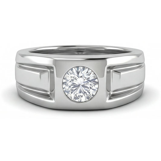 Diamante Fine Anello Uomo 2 carati Oro Bianco 14K – vista principale