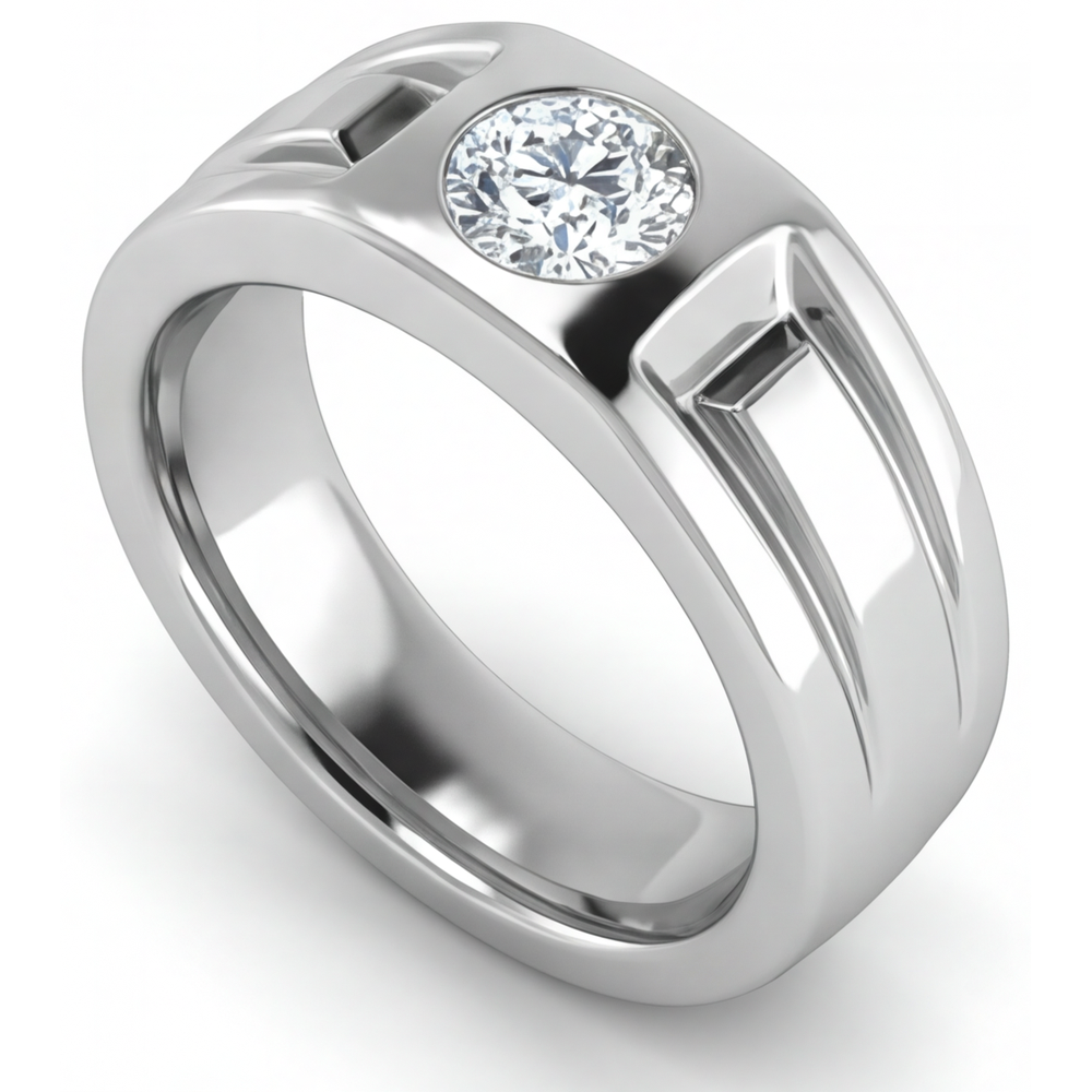 Diamante Fine Anello Uomo 2-carati Oro Bianco 14K – vista frontale