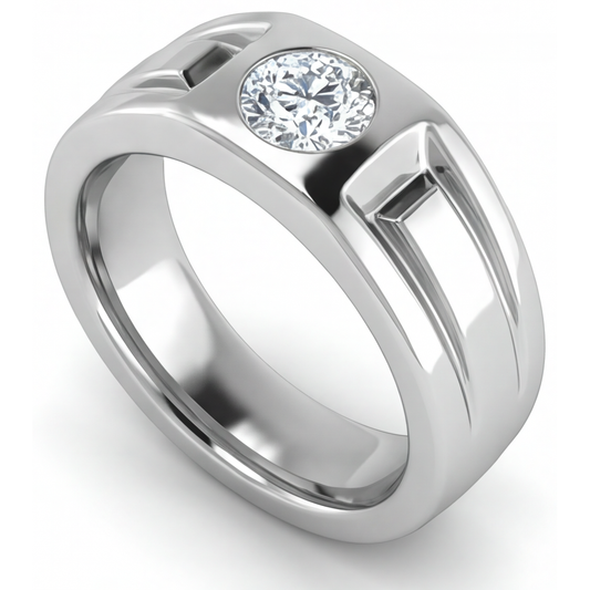 Diamante Fine Anello Uomo 2-carati Oro Bianco 14K – vista frontale