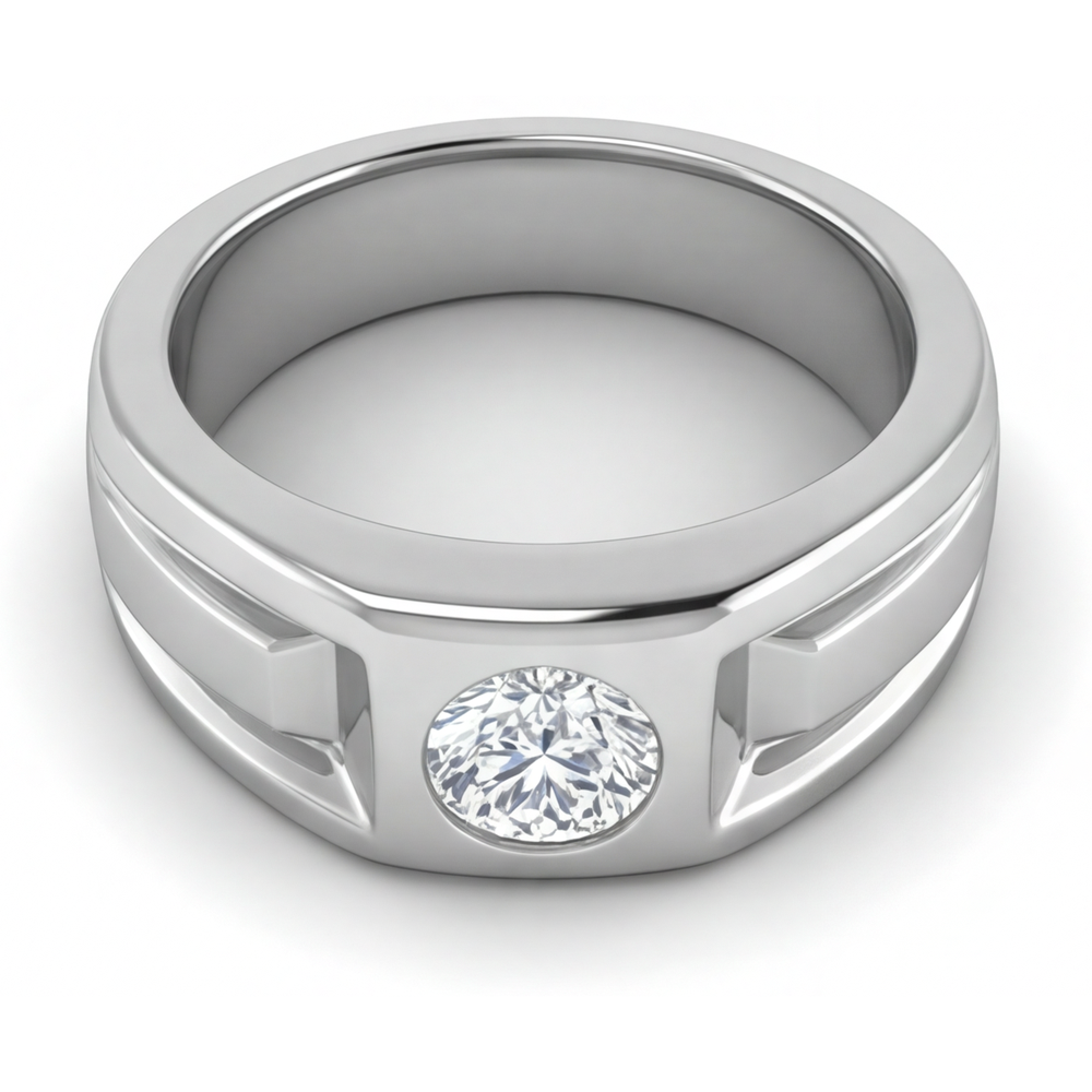 Diamante Fine Anello Uomo 2-carati Oro Bianco 14K – vista laterale