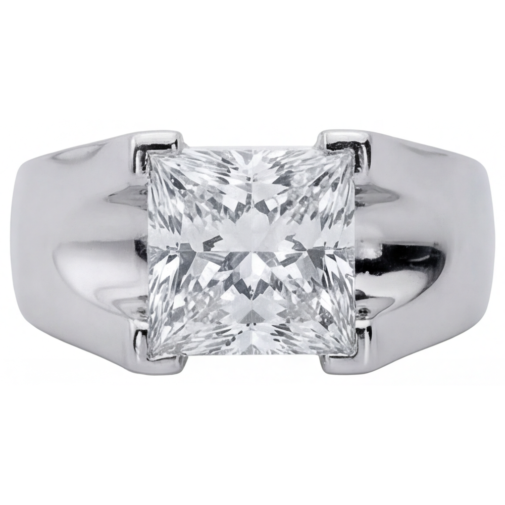 Diamante Fine Anello Uomo 3 carati Oro 14 Carati Bianco – vista angolare