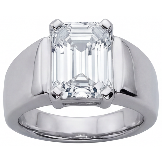 Anello Uomo Oro Bianco 14K con Diamante Fine – vista frontale