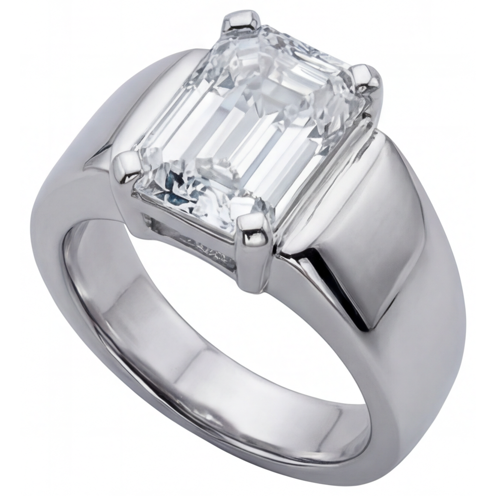 Diamante Fine Anello Uomo 4-carati Oro Bianco 14K – vista angolare