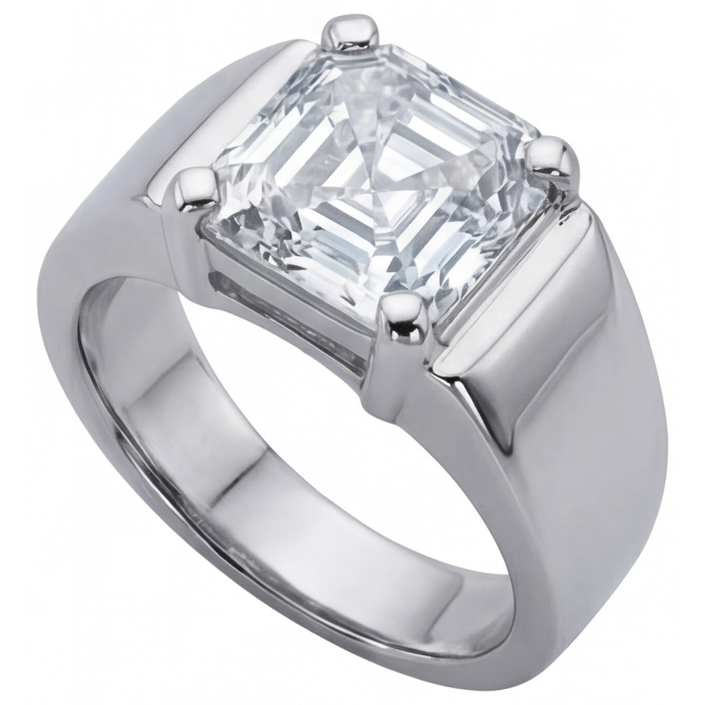 Diamante Fine Anello Uomo 5-carati Oro 14 Carati Bianco – vista laterale