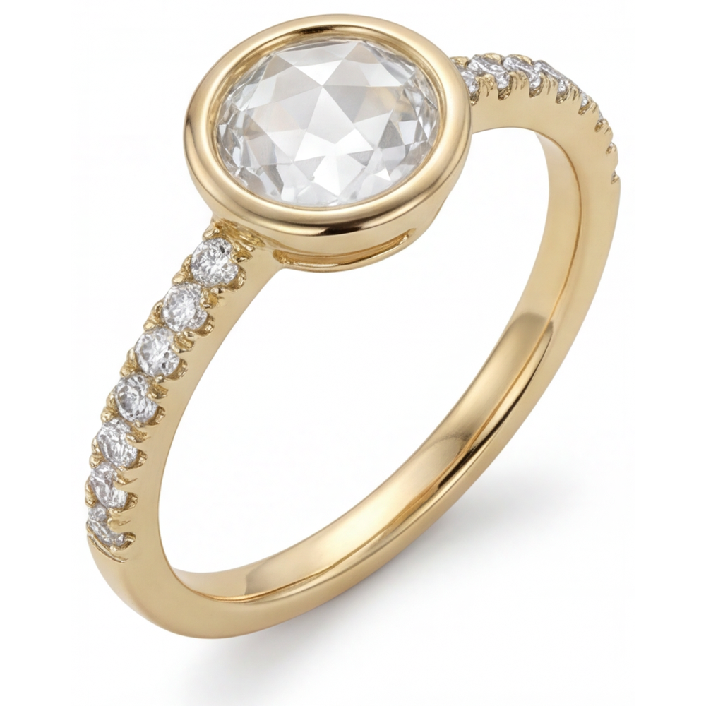 Diamante Fine Solitario di Fidanzamento 1,50 carati Oro Giallo 14K – vista frontale
