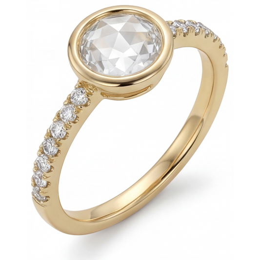 Diamante Fine Solitario di Fidanzamento 1,50 carati Oro Giallo 14K – vista frontale