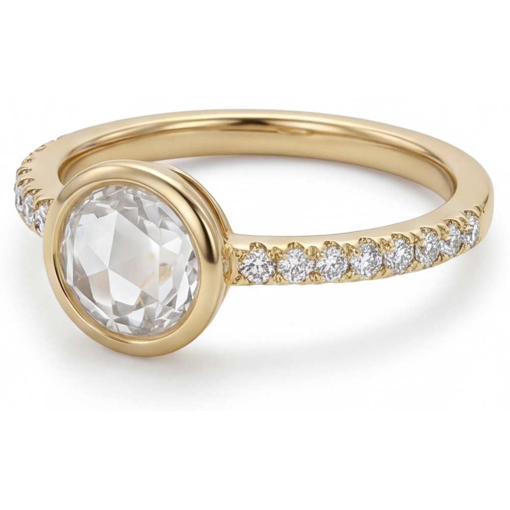 Diamante Fine Solitario di Fidanzamento 1,50-carati Oro Giallo 14K – vista laterale