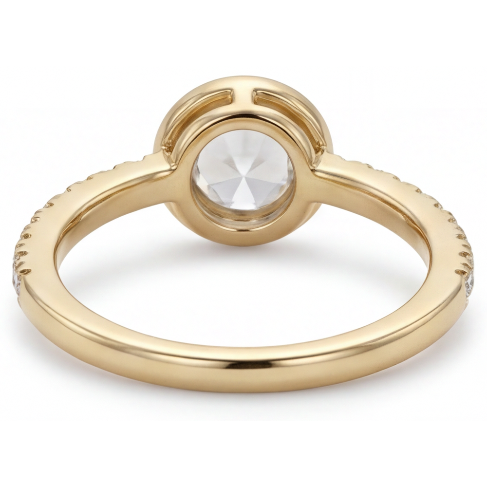 Taglio Rotondo Diamante Fine anello in Oro Giallo 14K – vista profilo