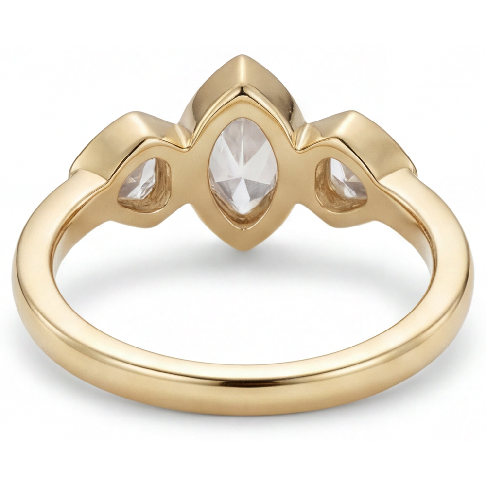 Diamante Fine Marquise Trilogia in Oro 14 Carati Giallo – vista profilo