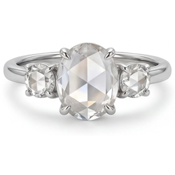 Oro Bianco 14K Taglio Rosa Diamante Fine Trilogia 2,75 carati