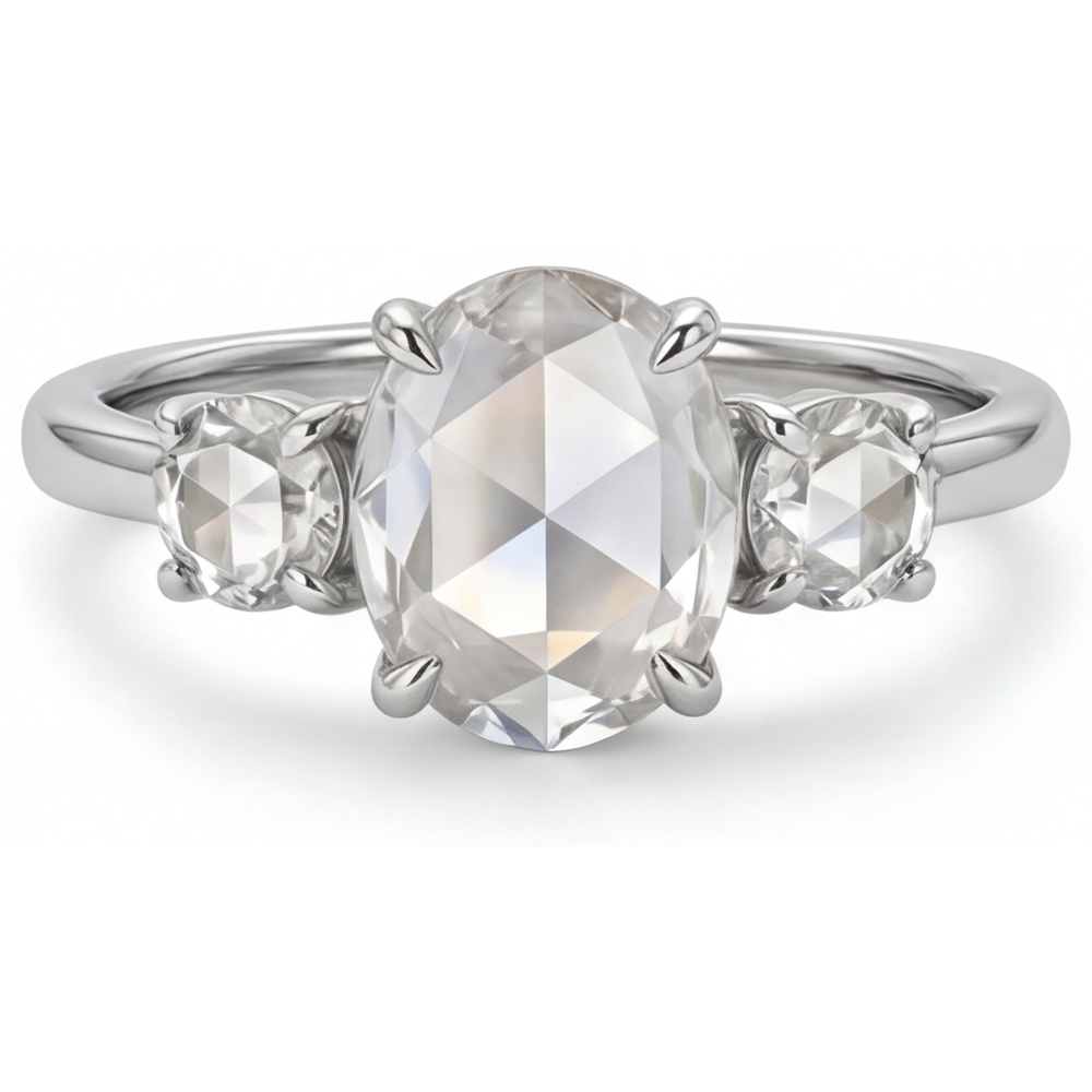 Taglio Ovale Diamante Fine anello in Oro Bianco 14K – vista principale