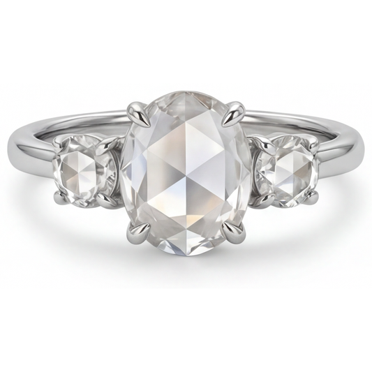 Taglio Ovale Diamante Fine anello in Oro Bianco 14K – vista principale