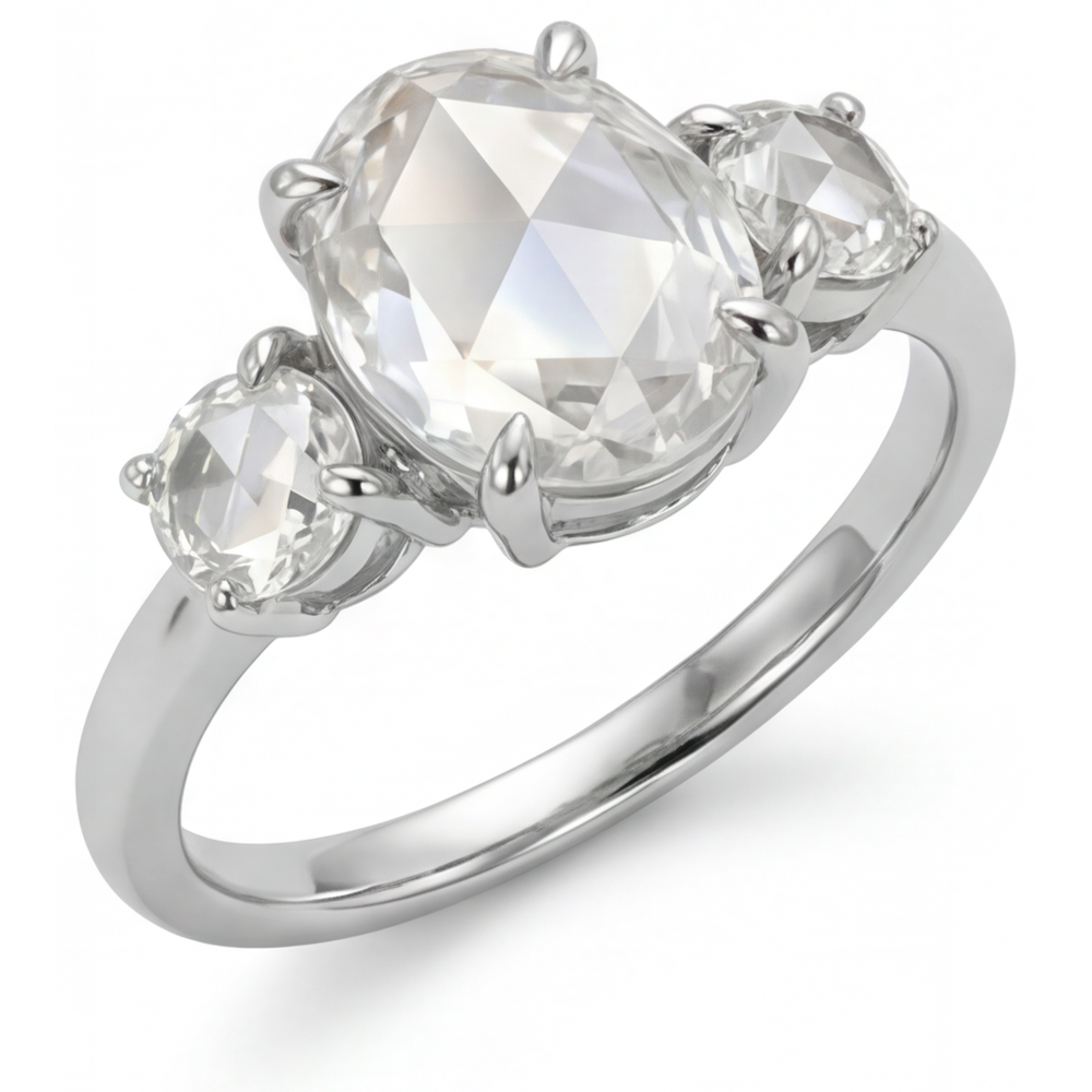 Trilogia Oro Bianco 14K con Diamante Fine – vista frontale