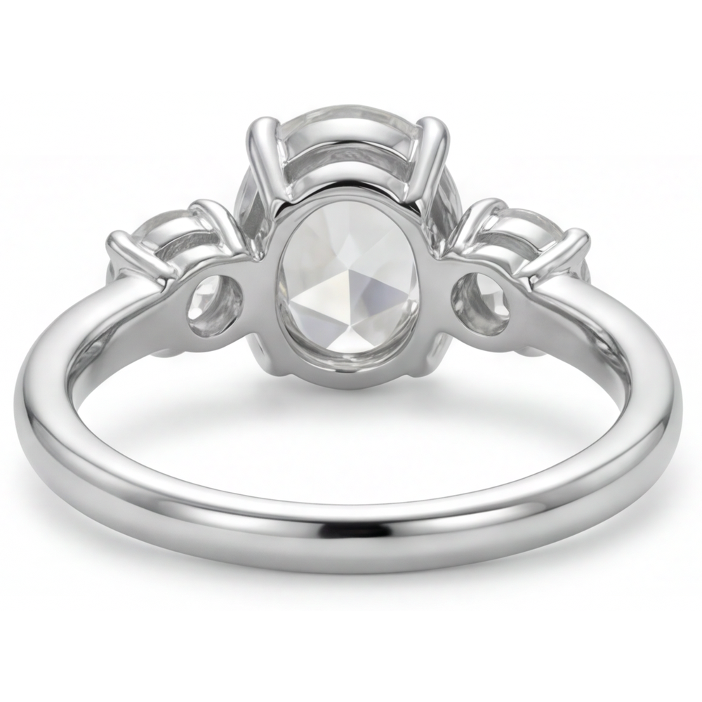 Taglio Ovale Diamante Fine anello in Oro Bianco 14K – vista profilo