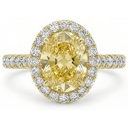 Diamante Giallo Canarino Anello fatto a mano 2 carati