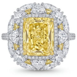 Diamante Giallo Canarino VVS Anello – 8 carati in Oro Due Toni