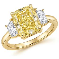 Abbagliante Anello con Gemma con Diamante Giallo Canarino Taglio