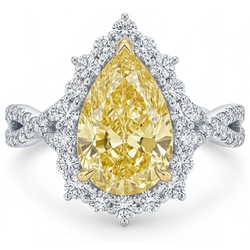 Purezza VVS Anello con Pavé Halo – Diamante Giallo Canarino 3,75
