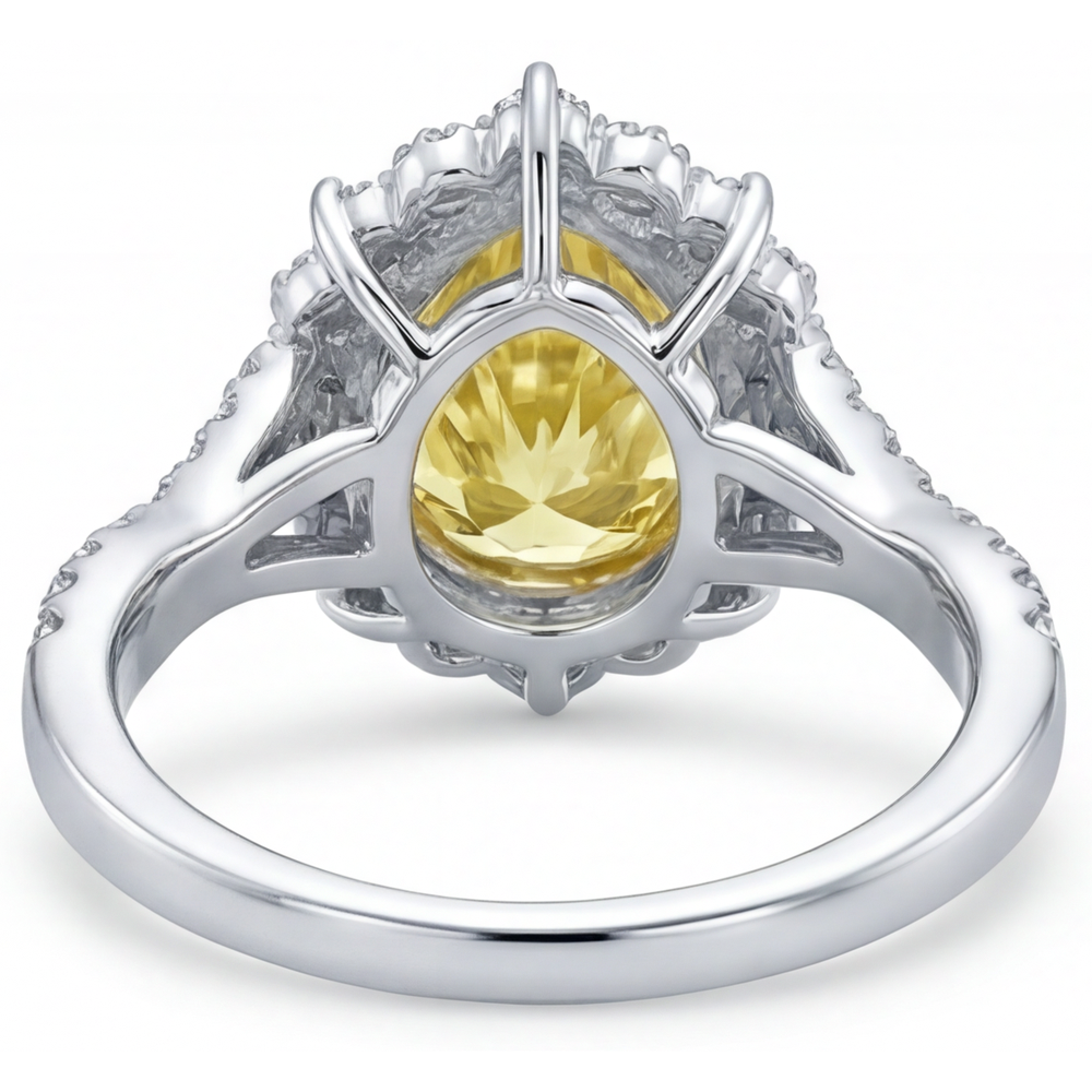 Diamante Giallo Canarino Anello con Pavé Halo – vista posteriore