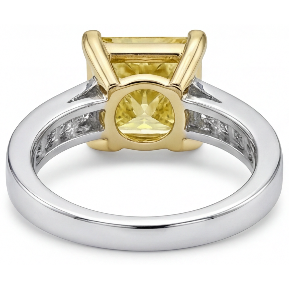 Diamante Giallo Canarino Anello con Pavé Halo – vista dettaglio