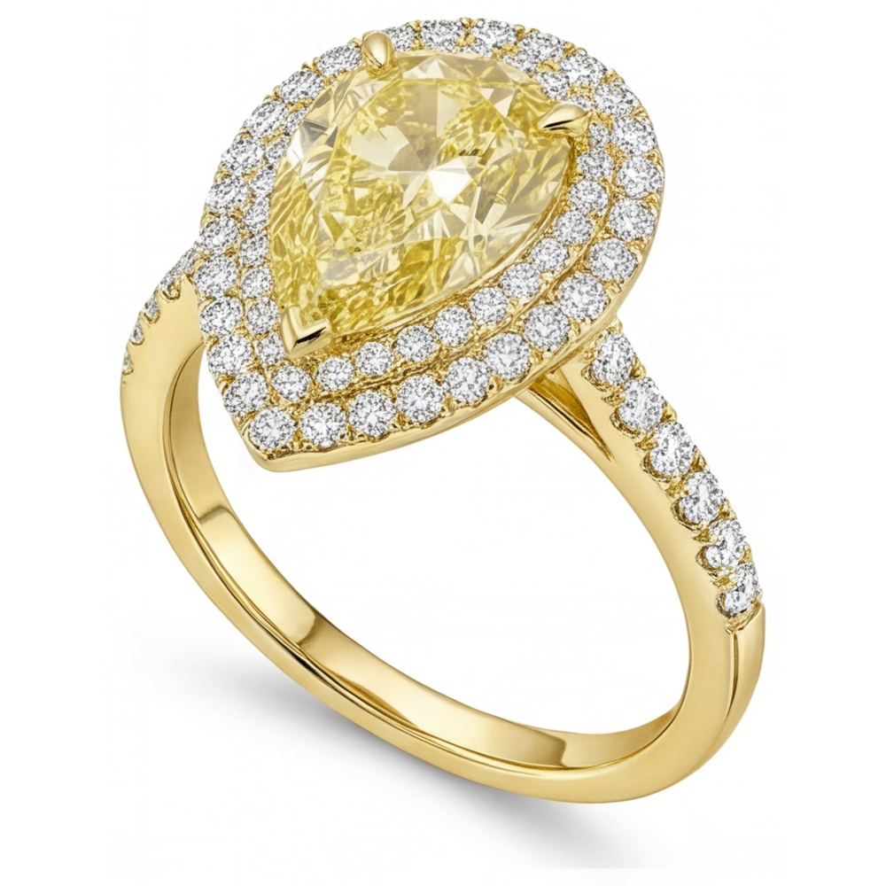 Anello di Fidanzamento Halo Oro Giallo 14K con Diamante Giallo Canarino – vista angolare