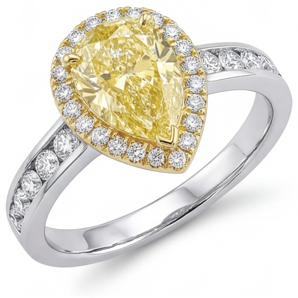 Sofisticato Diamante Giallo Canarino Anello Gioielleria 1 carati – vista principale