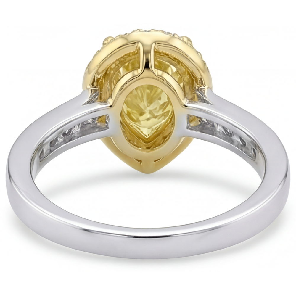 Diamante Giallo Canarino Anello Gioielleria 1-carati Oro Due Toni 14K – vista posteriore
