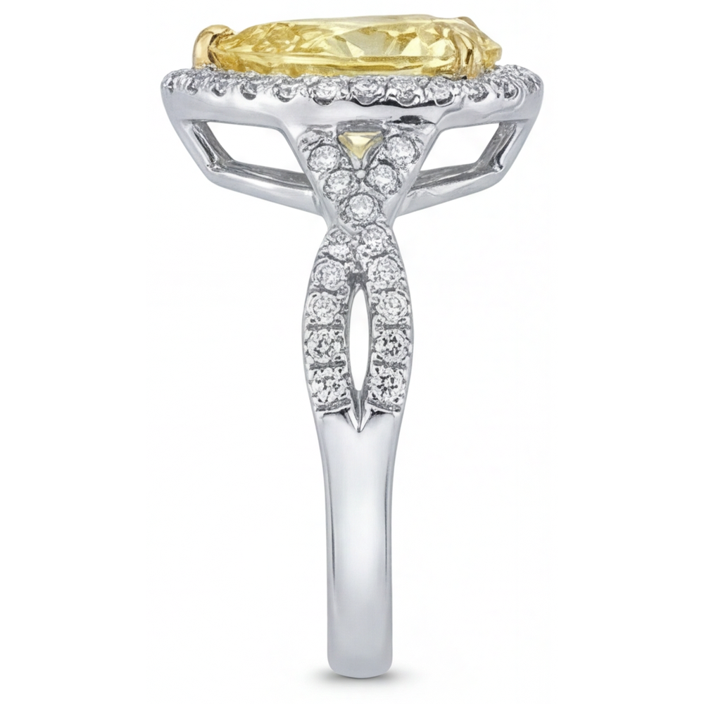 Diamante Giallo Canarino Anello Halo – vista posteriore