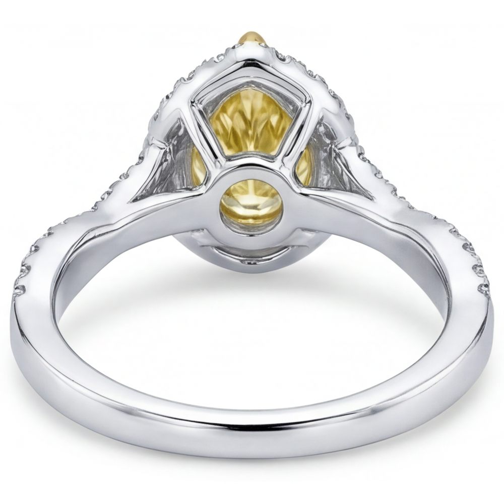 Diamante Giallo Canarino Anello Halo – vista dettaglio