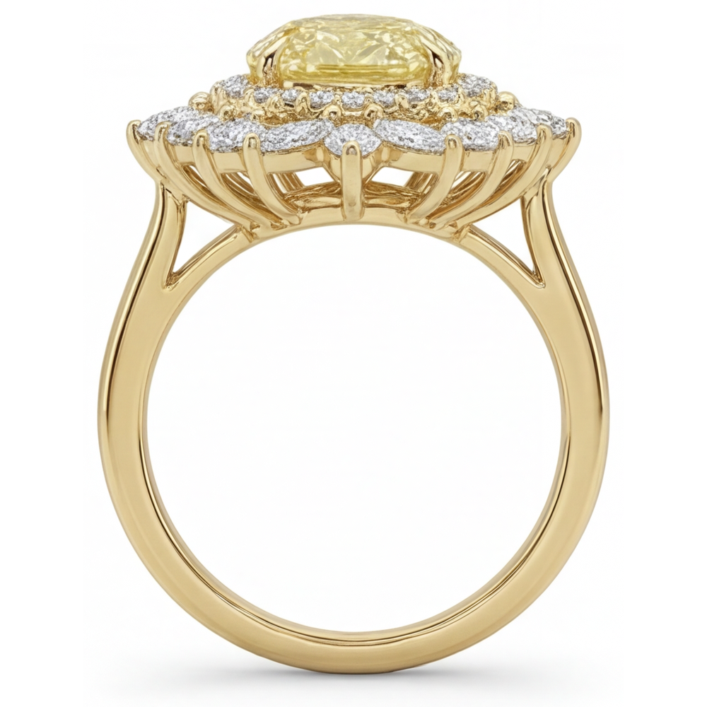 Diamante Giallo Canarino Anello Halo 2,50-carati Oro 14 Carati Giallo – vista dall'alto