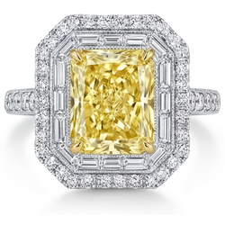 Diamante Giallo Canarino Anello Halo – Pavé 2,50 carati Oro