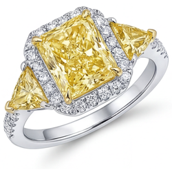Luminoso Diamante Giallo Canarino Anello Halo 3,5 carati – Oro