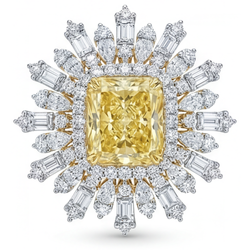 Diamante Giallo Canarino Anello Halo – Taglio Radiant 4 carati