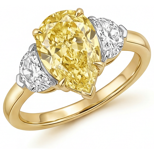 Diamante Giallo Canarino Anello Statement 1 carati Oro Bicolore 14K – vista frontale