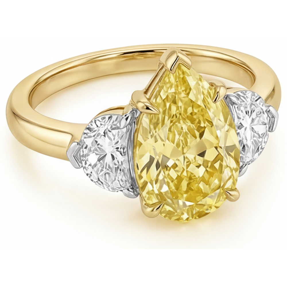 Brillante Diamante Giallo Canarino Anello Statement 1 carati – vista laterale