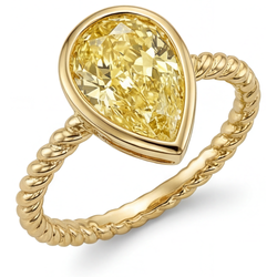 Diamante Giallo Canarino Anello Statement fatto a mano 2,25