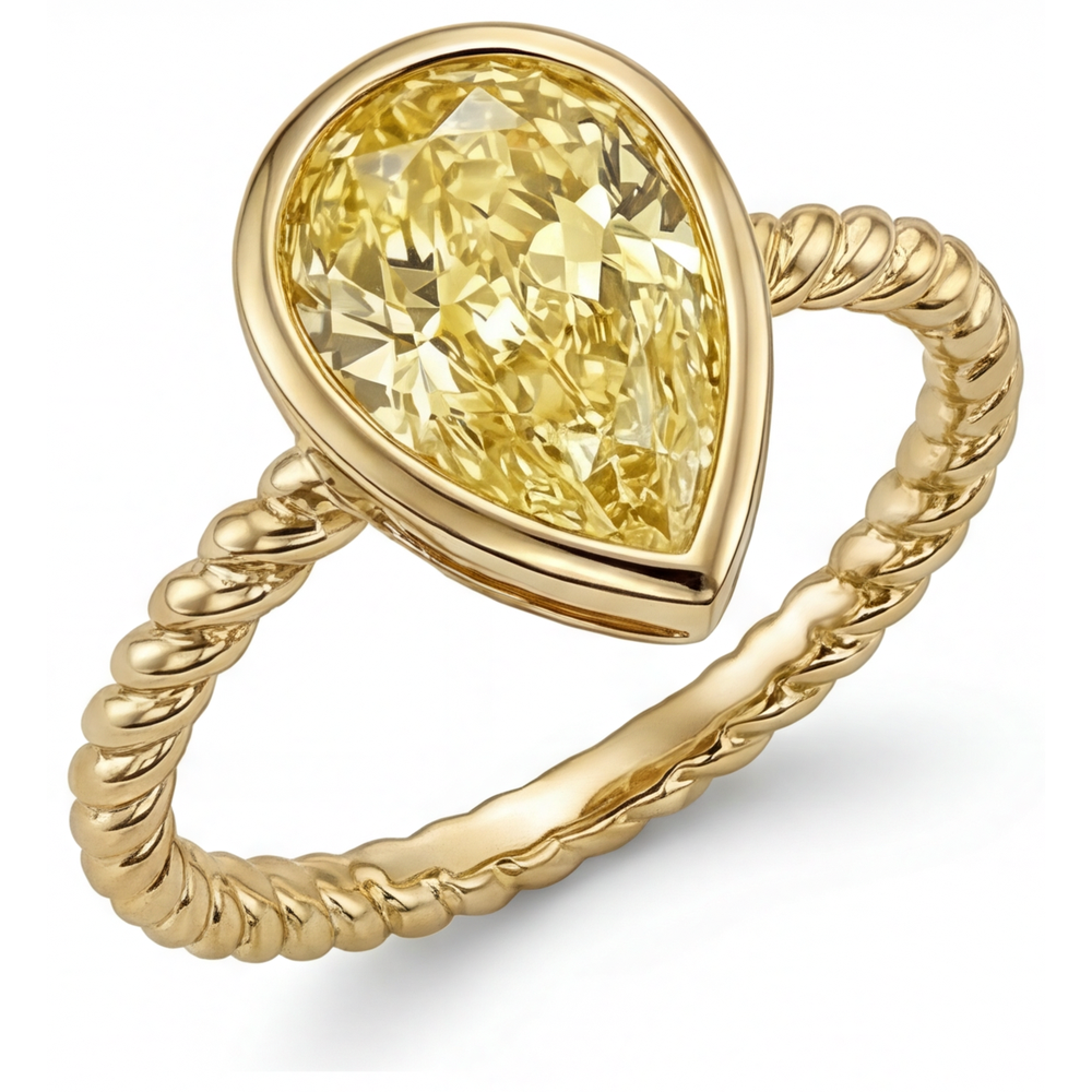 Anello Statement Oro Giallo 14K con Diamante Giallo Canarino – vista frontale